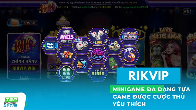 Ngoài các trò chơi casino trực tiếp, RikVip còn mang đến cho người chơi sảnh Live Minigame với các thể loại game hàng đầu