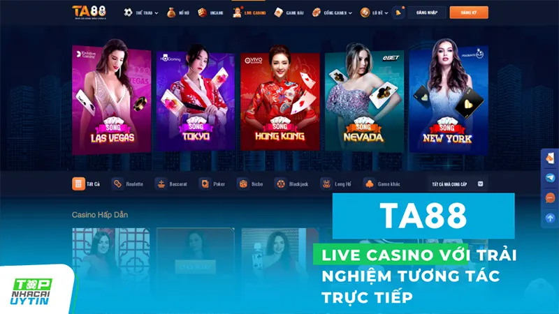 Trải nghiệm chơi casino trực tiếp tại TA88 độc đáo và không thể quên