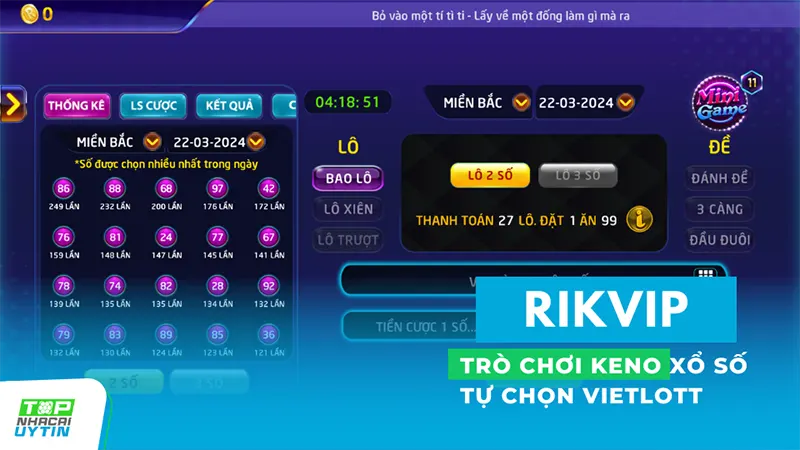 Cổng game RikVip không chỉ đa dạng với các trò chơi bài và Slots, mà còn chú trọng đến thế giới xổ số và lô đề siêu tốc