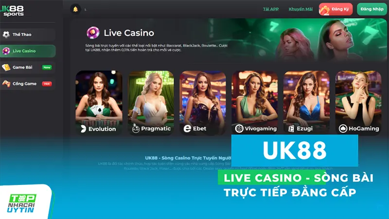 Tính năng Live Casino, người chơi có thể tham gia vào các bàn chơi trực tiếp, tương tác trực tiếp với các dealer và người chơi khác từ khắp nơi trên thế giới
