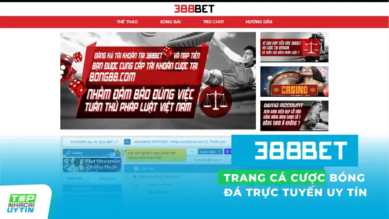 388BET là trang cá độ bóng đá, thể thao uy tín hàng đâu Việt Nam và Châu Á